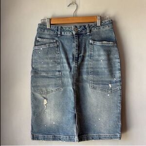 Pilcro Patchwork Boho Denim Midi Skirt